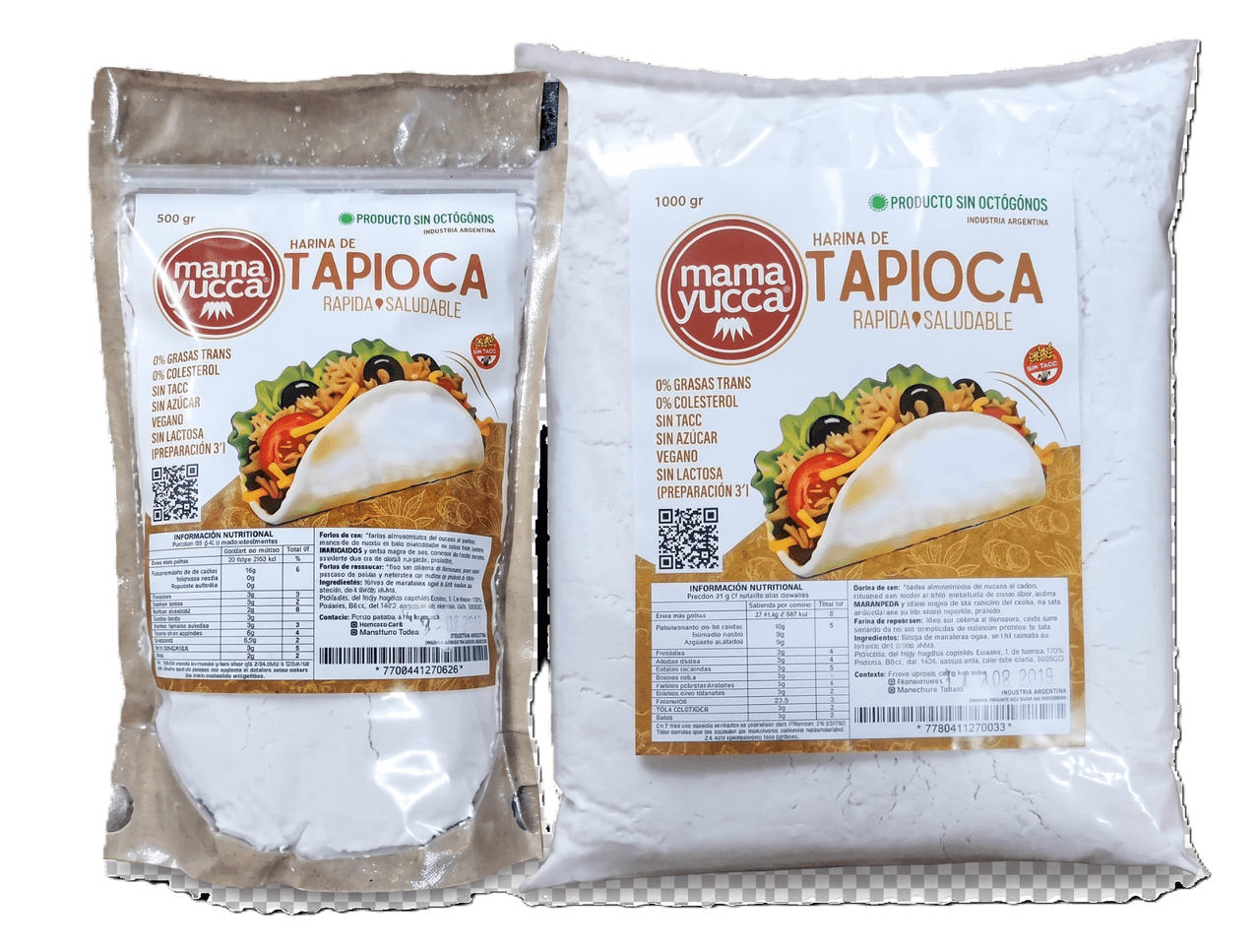 Harina de Tapioca Mamayucca - Formatos 500g y 1kg